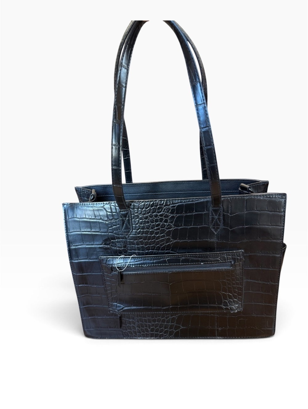 BÉIS The Work Tote Black Croc Embossed Laptop Travel Bag Standard Size - Picture 2 of 10